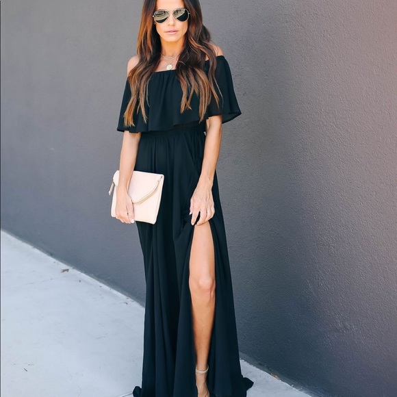 Vici Dresses & Skirts - Vici Black Off the Shoulder Maxi Dress Black XS